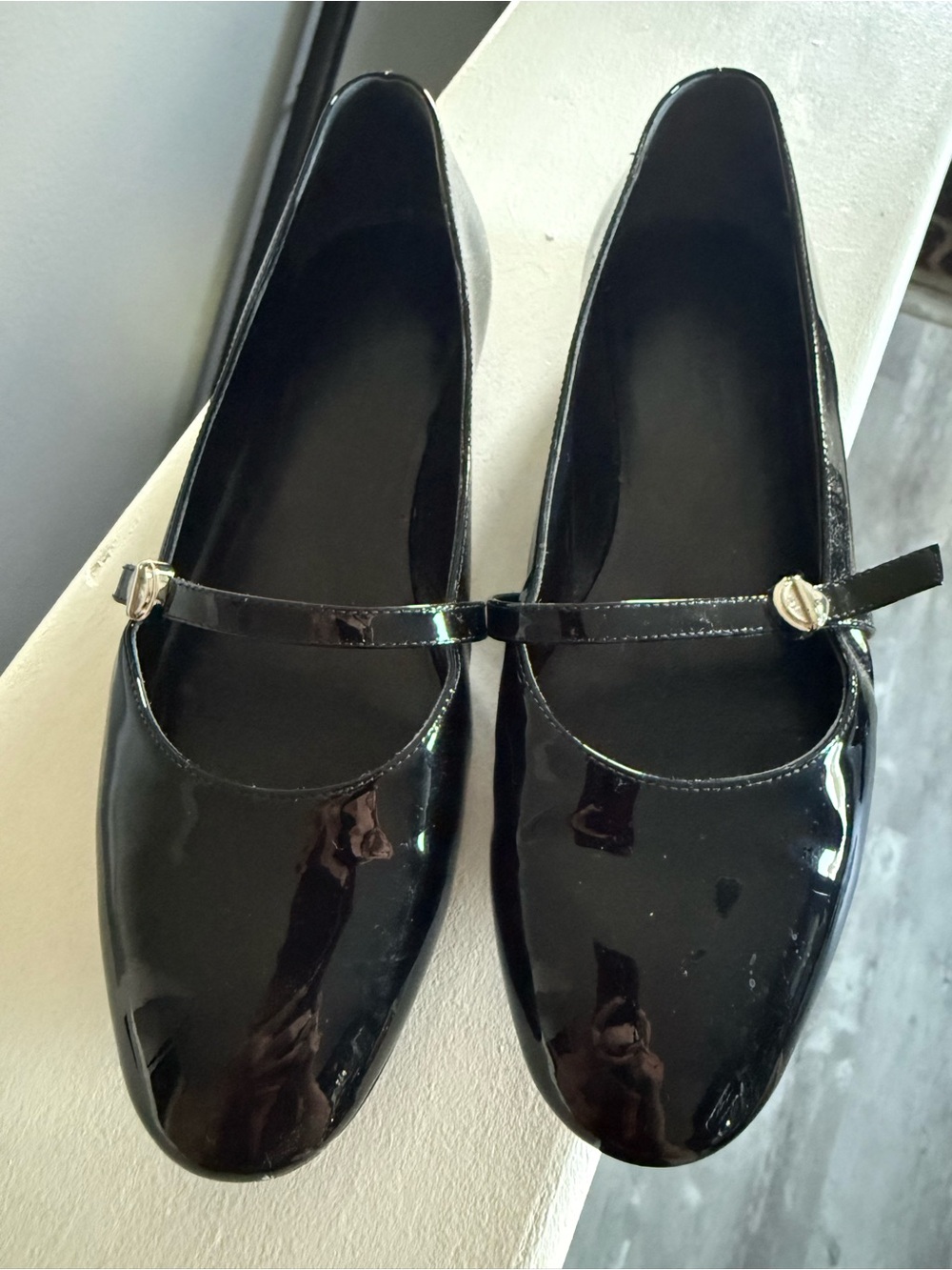 Louis Vuitton Black Patent Mary Jane Flats with Buckle